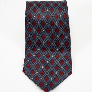 Geoffrey Beene Mens Necktie Burgundy Gray Diamond